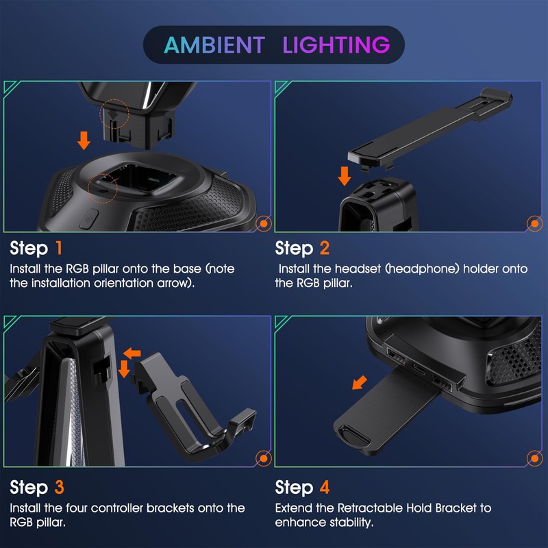 Luckit Gaming Headphones Stand, RGB Headset Stand with 12 Light