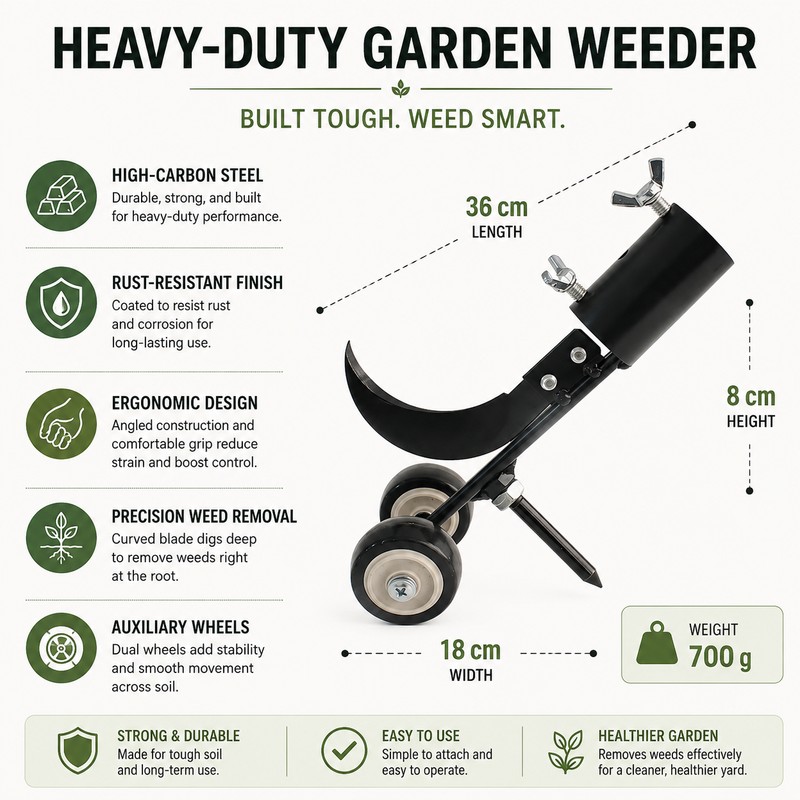 Heavy-Duty Garden Weeder Tool for Lawn Care – Manual Root