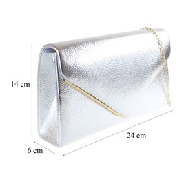Girly Handbags Womens Metallic Frame Faux Leather Clutch Bag (Silver)