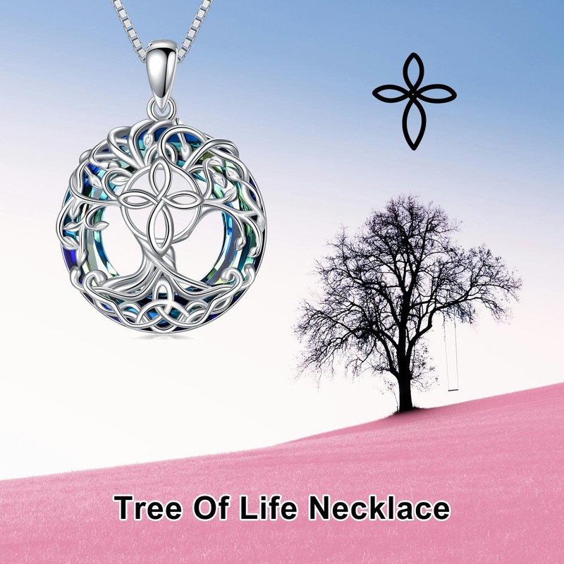 TOUPOP Infinity Cross Necklace for Women Sterling Silver Tree of