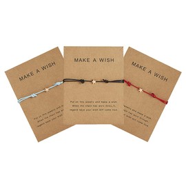 Make a Wish Friendship Bracelets for Kids Adjustable Braided Star Gold Bangle Bracelet for Women Birthday Christmas Presents for Best Friend Bracelets for 3