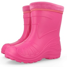 EVA Light Kids Girls Wellington Boots Rainy Snow Wellies flace linners 5 UK Toddler to 2 UK Junior (Pink, uk_footwear_size_system, little_kid, numeric, medium, numeric_12)