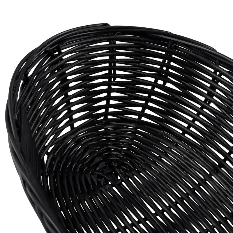 12 Pack Plastic Oval Basket, 12x6x2.36 Inch Black Wicker Bread