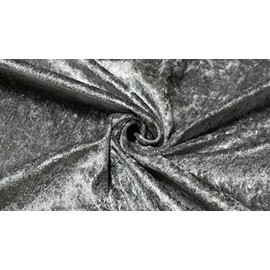 Fancy Textiles Premium Glitz Crushed Velvet Stretch Velour Fabric Material 60'' Wide (Grey, 1 Meter(pre Cut))