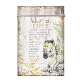 Adoption Prayer Wood Plaque with Inspiring Quotes 6"x9" - Classy Vertical Frame Wall & Tabletop Decoration | Easel & Hanging Hook | Accented with Natural Twine