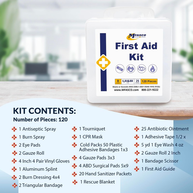 MFASCO 2021 ANSI/OSHA Approved Class B First Aid Kit Type