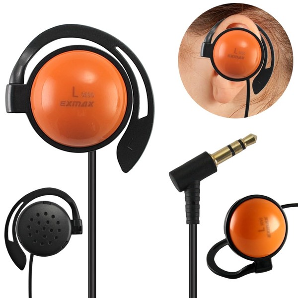 EXMAX Wired Single Headphones Foamless 3.5mm Left-Side Earphone Ear-Hook Headphone