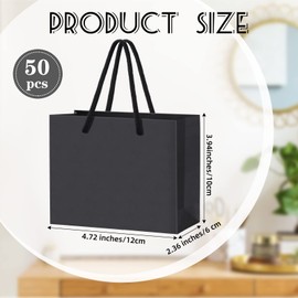 Yexiya Extra Small Black Gift Bags 3.94 x 4.72 x 2.36 Inch Paper Gift Bags with Handle Mini Gift Wrap for Present Craft Party Favor (50 Pcs)