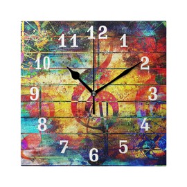 SEULIFE Wall Clock Abstract Art Music Note, Silent Non Ticking Clock for Kitchen Living Room Bedroom Home Artwork Gift