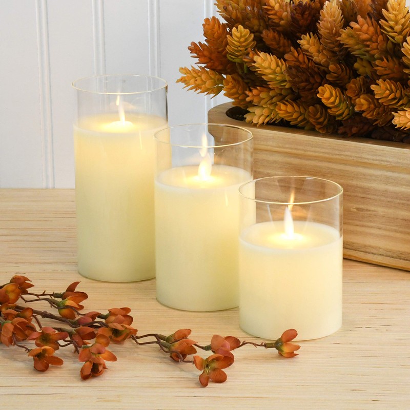 Lumabase 25403 Battery Operated Hurricane Candle with Moving Flame, Ivory