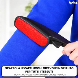 IPEA Spazzola Velluto Levapelucchi - [ GIREVOLE ] - per Rimuovere Peli da Abbigliamento, Divani, Mobili - Spatola Multiuso per Togliere Capelli e Pelo di Animale da Tessuti e Abiti
