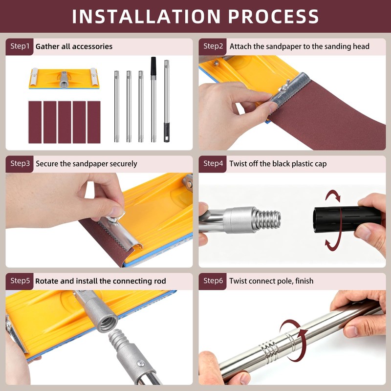 Pole Sander For Drywall Adjustable Extension - Manual Hand Sanding