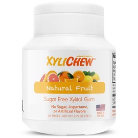 Xylichew Xylitol Gum - Chewing Gum Sugar Free, Aspartame Free, Gluten Free, Keto - Sugarless, Healthy, Natural Oral Care - Relieves Bad Breath and Dry Mouth - Fruit, 240 Count
