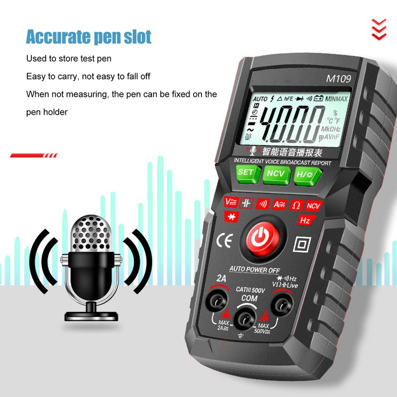 Digital Multimeter English Voice Broadcast Flashlight Backlit Screen Automatic Portable