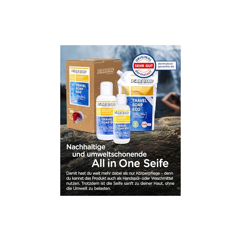 FIBERTEC Travel Soap Eco 3L - 3-in-1 Reise-Seife flüssig, Körperpflege,