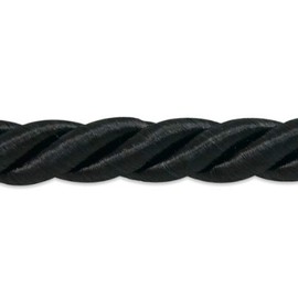 Trims by the Yard Savannah 3/8" Twisted Cord Versatile Trim for DIY Crafts Picture Frames Home Decor and Fashion Items, 5-Yard Cut, Black