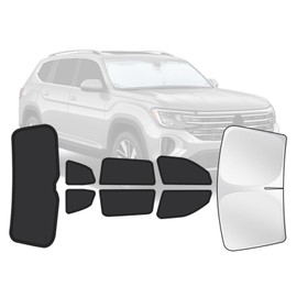 Car Window Shades for Volkswagen Atlas 2018-2025, 8pcs Privacy Sun Shade Set for Front Windshield Side and Rear Windows, Full Window Covers Keeps Vehicle Cool for Camping Napping