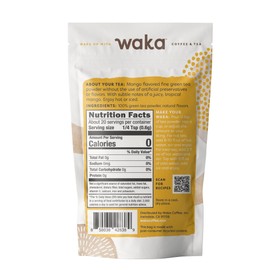 Waka Instant Green Tea Mix, Mango Flavored - 100% Tea Leaves, No Additives, Unsweetened Sample/Travel Size Tea Powder - Easy Quick Hot and Iced Teas, Up to 20 Cups or 5 Quarts (.45oz)