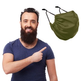 MASHELE Black and Olive XL 2pcs Fashion Face and Beard Extra Large Reusable Cloth Adult Reversible Covering for Bearded Men (Black and Olive XL 2pcs)