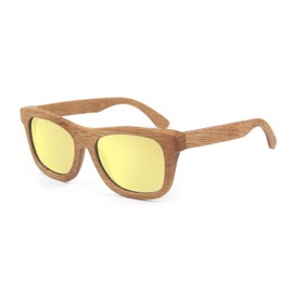Naudamp Bamboo Polarized Sunglasses Men Women Wood Glasses for Water Sports and Outdoor Activities (Gold)