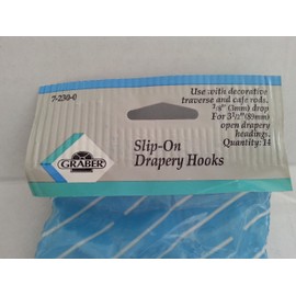 Graber 3-Inch Slip On Drapery Hooks with 1/8-Inch Drop. 14 Hooks per Bag