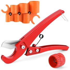 PVC Pipe Cutter 1-1/4", PEX Pipe Cutter Heavy Duty PVC Cutter Tool with Pipe Deburring Tool and Depth Gauge, 1/8'' to 1-5/8'' Inner Outer Reamer Pipe Tubing Chamfer Tool for PVC PEX PPR Rubber Hoses