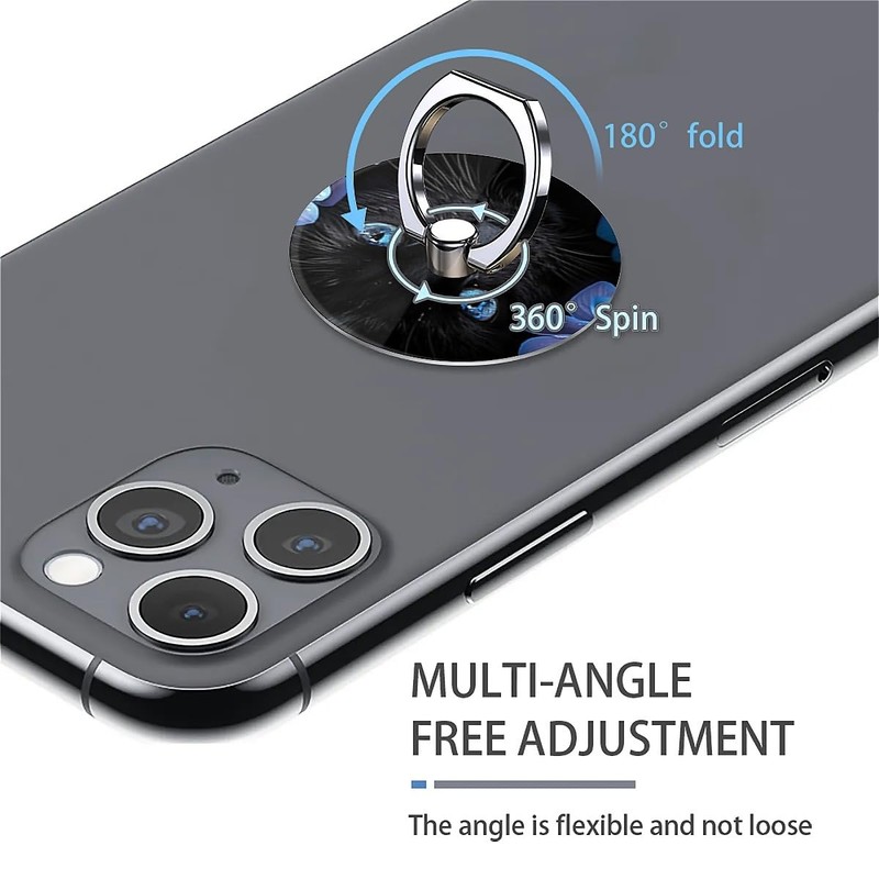 One Piece Set of Phone Ring Holders Black Mumbai Clivia