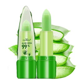Aloe Vera Lipstick, Long-Lasting, Sweat-Proof, Temperature Change Enhances Shine, Waterproof, Moisturizing Lip Balm, Lip Gloss, Glossy, Shiny, Crystal Jelly Plant-Based Color-Changing friendly Lip