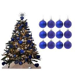 Simply Products Christmas Tree Decoration Baubles 3.8cm - Great Christmas Tree Hanging Ball Decorations, Matte & Glitter Baubles Pack of 12-3.8cm (Midnight Blue Matte & Glitter)