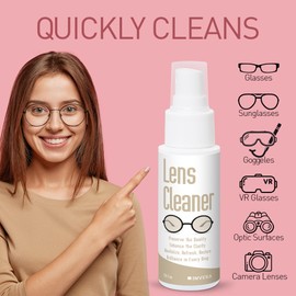 invera Eyeglass Cleaner Spray with Microfiber Cloth Kit, Lens Cleaner for Eyeglasses, Sunglasses, Camera Lenses & Electronic Screens, Gentle, Odor-Free, Compact 1.7 fl oz Lens Cleaner Spray