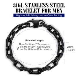 VNOX Link Chain Bracelets for Men - Cool Mens Bracelets Diamond-Cut Paperclip Solid Chain Bracelet Chunky Stainless Steel Jewelry Trendy Gifts, 7.5, no gemstone