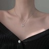 925 Sterling Silver Butterfly Necklace for Women Double Layer Clavicle