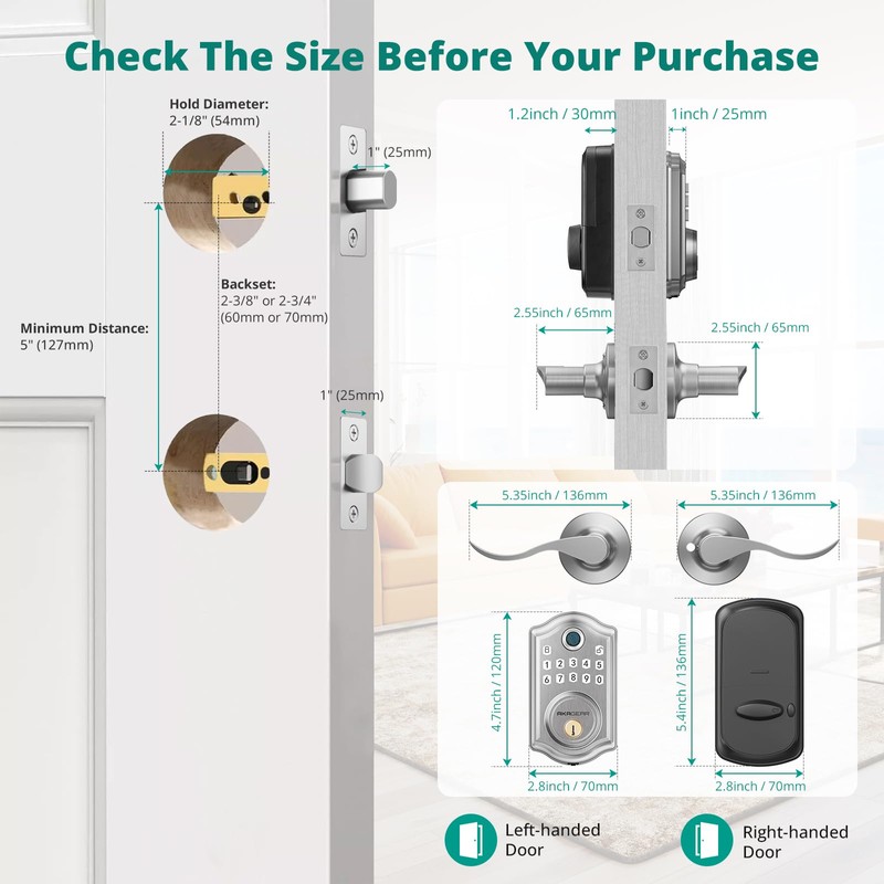 AkaGear DS10 Keyless Entry Door Lock with Handle - 2