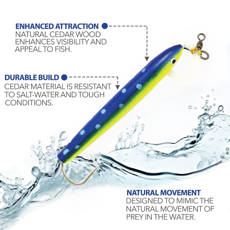 6" Rigged Cedar Plugs - 6 Pcs w/Lure Bag