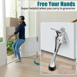 TOKPLNU Kick Down Door Stop, 4 Inch Heavy Duty Kick Down Door Stopper, Zinc Alloy, Long Kick Down Door Stay Holder with Rubber Tip & Spring for Patio Outdoor Gate, Keep Door Open, 2 Pack