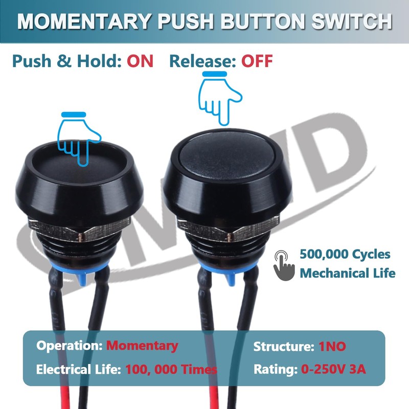 DMWD Momentary Domed Push Button Switch 1NO ON-Off Reset Micro