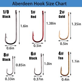 Aberdeen Hook Set,150pcs Fishing Hooks Long Shank Offset Hook Light Wire Fish Hook High Carbon Steel Freshwater Bass Catfish Trout Mix Color Small Size