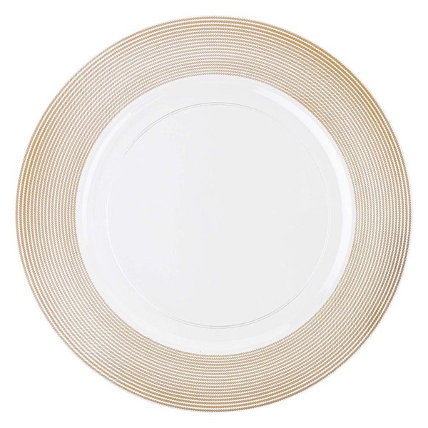 EcoQuality 13" inch Round Charger White Plastic Plates with Rope