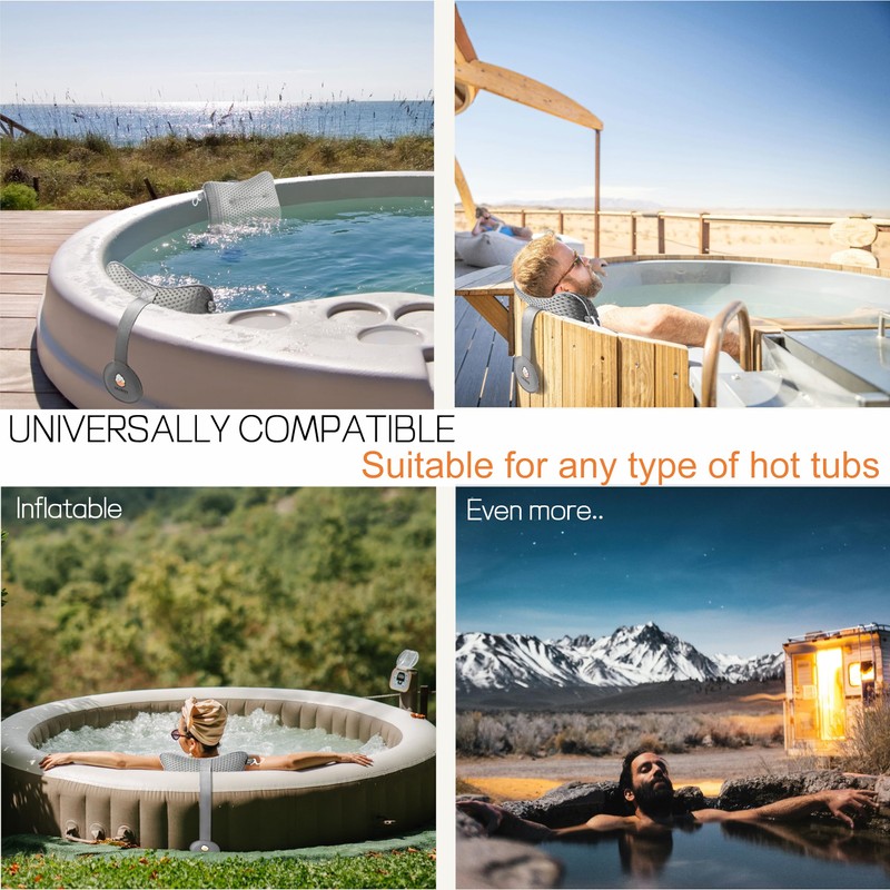HUGABOW Large Pillow for Hot Tub (Grey), Spa, and Chaise