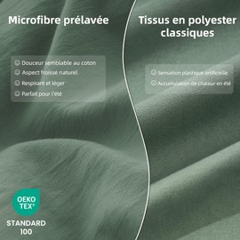 Duvetnova Bed Linen 260 x 240 cm Super Soft Washed Microfibre Cotton-Like Oeko-Tex 1 Duvet Cover 260 x 240 cm + 2 Pillowcases 65 x 65 cm - All with Zip Bed Linen Green Sage Green Summer