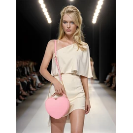 lola mae Heart Shape Satchel Crossbody Purse for women Zip Around Shoulder Bag, Pink-759
