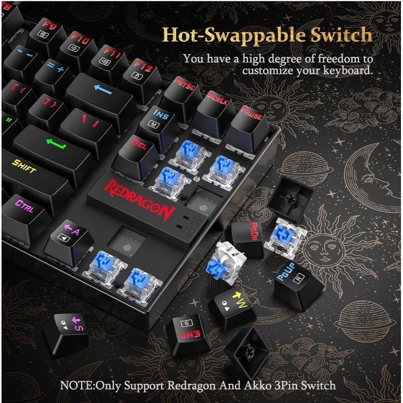 Redragon K552 RGB 2 Wired TKL Gaming Mechanical Blue Switch