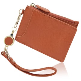 Grav Women's Pass Case, Reel, Commuter Holder, Cute, Card Case, Thin, Coin Case (Key Chain, Strap Included), Camel