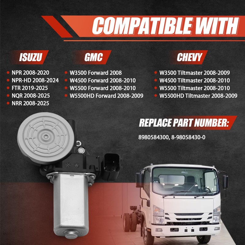 Power Window Lift Motor Compatible with 2008-2025 Isuzu NPR NPR-HD
