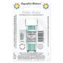 Sugarflair Christmas Green Edible Lustre Dust, Add a Lustrous Shine to Cakes or Decorations. Brush On or Add Rejuvenator to Create Eye-Catching Edible Paint, Gives Shine to Your Bakes - 2g