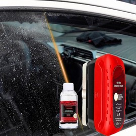 Fululuer Automotive Oil Film Cleaning Brush for Car Windows, Clear Vision Glass Cleaner, Car Windshield Cleaner, Anti-Rain Fog Cleaning Glass Brush with Refill, Improves Clarity