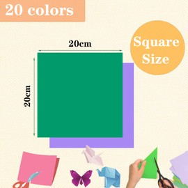 200 Sheets Origami Paper, 20x20 cm/8 Inch Origami Paper Double Sided(70gsm), 20 Colors Large Origami Paper Squares for Kids DIY School Arts Crafts Projects Children Adults…