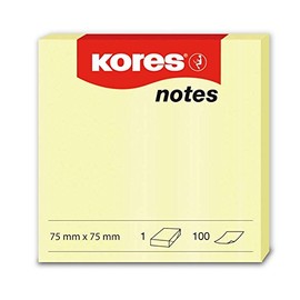 Kores - Gelbe Haftnotizen, Selbstklebender Memo Notizblock, 75 x 75 mm, Packung bestehend aus 12 Blöcken mit je 100 Blättern