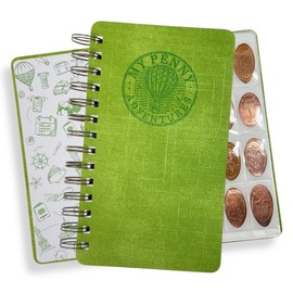 Pennybandz Spiral Penny Notebook Pressed Penny Album Holds 224 Souvenir Coins | Lays Flat for Easy Viewing | Archival Quality Storage for Collectors (Adventure Lime)
