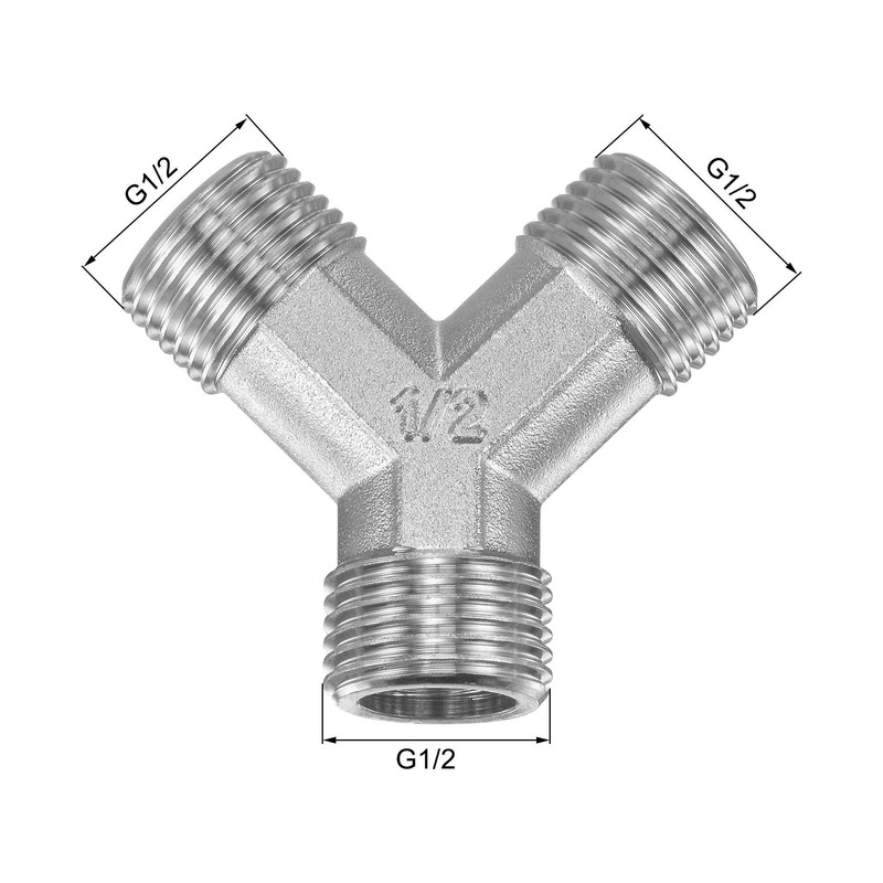 uxcell Pipe Fitting G1/2 Male Thread Y Shape 3 Way